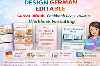 german editable canva ebook cookbook recipe ebook canva workbook ebook formating