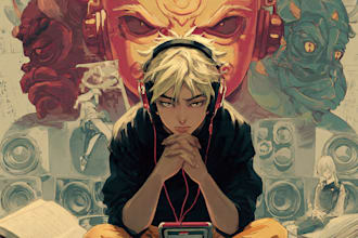 draw anime album cover design or podcast artwork