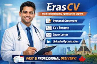 create edit eras cv resume job application medical residency personal statement