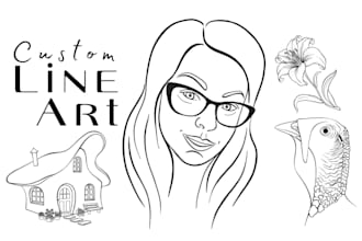 creative custom line art illustration from your photo