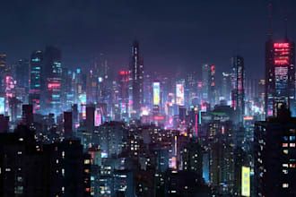 desing cyberpunk futuristic city illustration