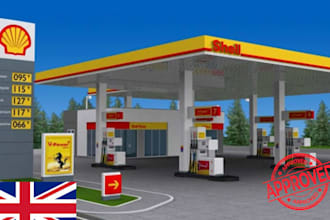 3d gas station petrol station convenience store mobile home park laundromats