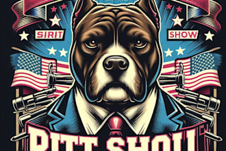 design high quality pitbull dog mascot logo with t shirt design
