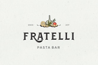 design a hand drawn vintage premium pasta bar or restaurant logo