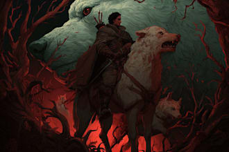 make dark fantasy art and horror illustrations for you