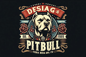 do a modern vintage pitbull logo with t shirt design