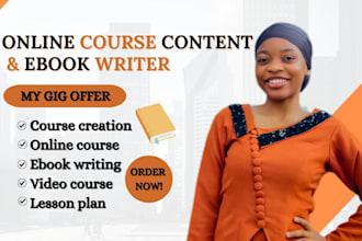 create online course content, ebook writer, video course creation, lesson plan