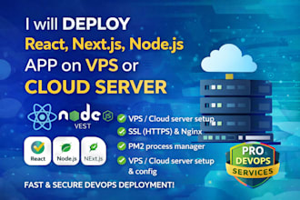 deploy react nextjs or nodejs apps on vps or cloud with SSL and devops