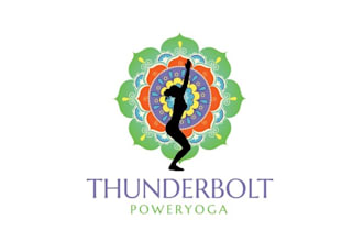 make modern bohemian flare logo for thunderbolt power yoga