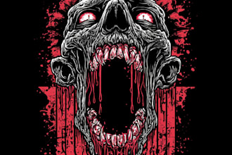 draw metal, punk, hardcore, horror tshirt designs