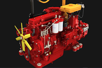 sculpt 3d hard surface, fire pump engine, cummins engine,forage wagon,3d tractor