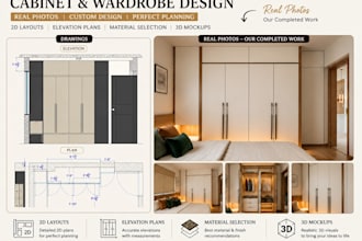 create professional furniture, kitchen, wardrobe and bathroom vanity shop drawin