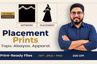 design print ready placement prints for tops abayas and garments