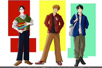 illustrate webtoon, webcomic in anime, manga cartoon comic, comic book style
