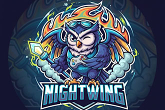 do a owl mascot logo with t shirt design