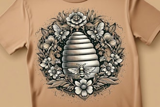 design a  vintage beehive logo with t shirt design