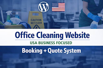 build a USA office cleaning wordpress site with booking and quote