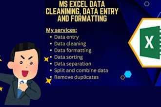 clean , format, merge , split , excel data
