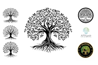 design beautiful modern life tree, family tree, green tree, logo design
