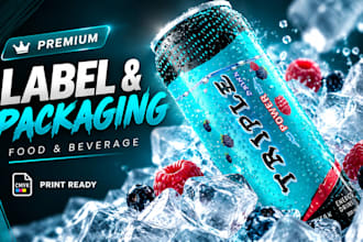 design a premium energy drink can and beverage label for your brand