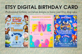 design etsy digital products birthday invite