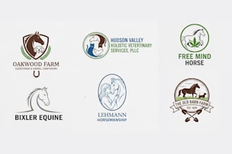 design a unique horse equine equestrian farm animal dog logo