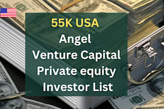 give 55k USA angel, venture, private equity investor list