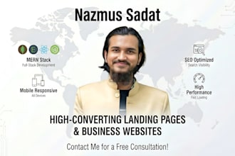 create high converting landing page or professional business website in reactjs