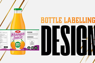 custom bottle label design and beverage, cosmetic and product