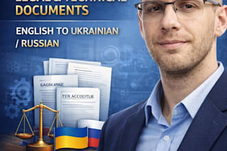 translate legal and business documents manually from english to ukrainian or rus