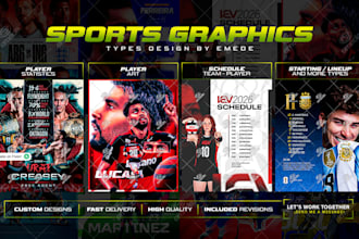 design professional player art, schedule, lineup, stats and sports graphics