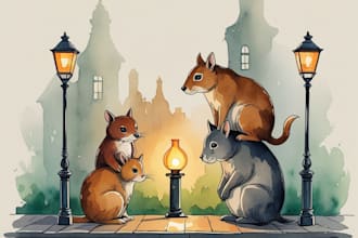 illustriertes, handgezeichnetes aquarell kinderbuch