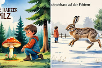 illustriere handgezeichnete kinderbuch illustrationen in aquarell