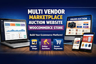 do multi vendor ecommerce marketplace website auction website woocommerce web