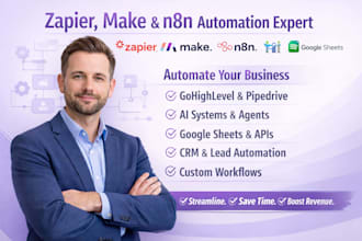 zapier make com automation gohighlevel pipedrive googlesheets n8n ai expert