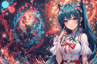 design awesome vtuber or anime banner and wallpaper