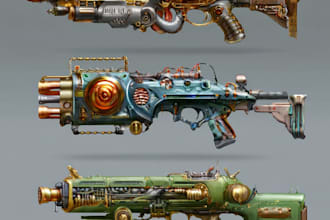 design a 2d sci fi hard surface weapon or prop model