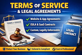 draft professional terms of service website and app management