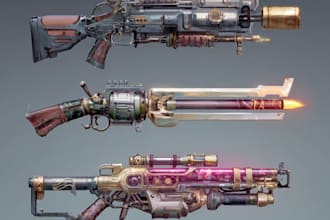 high quality weapon concept art for gaming and more
