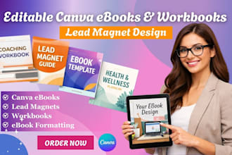design editable canva ebook, lead magnet, canva workbook