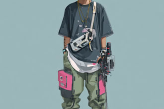illustrate you as a cyberpunk style character