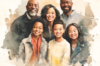 create a watercolor family portrait