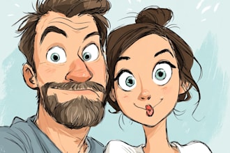 draw minimalist cute couple,single illustration for you