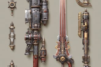 design a 2d sci fi hard surface weapon or prop model