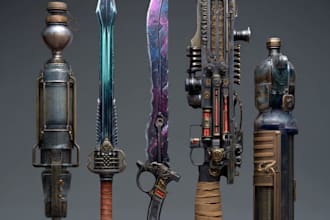 design a 2d sci fi hard surface weapon or prop model
