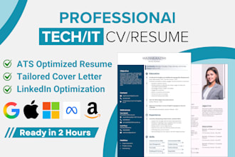 write your ats tech resume and professional IT CV