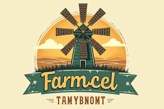 make eye catching farm windmill logo