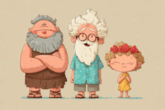 draw a cute and funny cartoon illustration