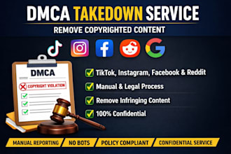 send dmca takedown notice to tiktok reddit facebook instagram google