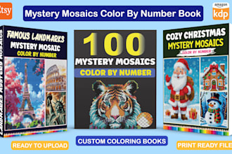 create custom mystery mosaic color by number coloring books